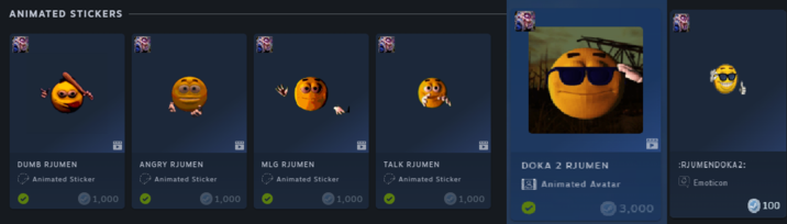 Steam Marketplace featuring 'Joe / Rjumen' assets for sale using Steam points from purchases on the platform.