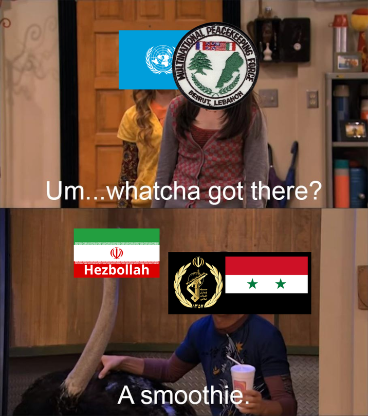 MULTINATIONAL BEIRUT LEBANON FORCE Um...whatcha got there? (V) 20.320.520.520 Hezbollah پاسداران انقلاب اسلامی ۱۳۵۷۱ A smoothie.