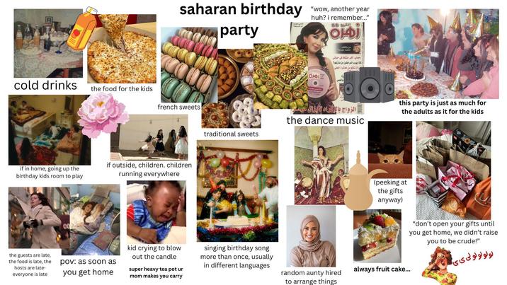 PHILLY saharan birthday "wow, another year party نانسي عجرم من تزوجها ؟ huh? i remember..." الخليج .. OLDI cold drinks the food for the kids french sweets if in home, going up the birthday kids room to play if outside, children. children running everywhere MAN من يكشف محمد عبده؟ حماي، أكبر مشكلة في حياتي لماذا يهرب المراهقون من منازلهم ؟ مرأة تشكو من معاشرة الجني باللمس زهرة نانسی عجرم - افشار مطرية عربية الزواج بالإكراه لا يزال سر !!! O this party is just as much for the adults as it for the kids the dance music traditional sweets the guests are late, the food is late, the hosts are late- everyone is late pov: as soon as you get home kid crying to blow out the candle super heavy tea pot ur mom makes you carry singing birthday song more than once, usually in different languages random aunty hired to arrange things (peeking at the gifts anyway) "don't open your gifts until you get home, we didn't raise you to be crude!" always fruit cake... لولولولولی کی کمی کی