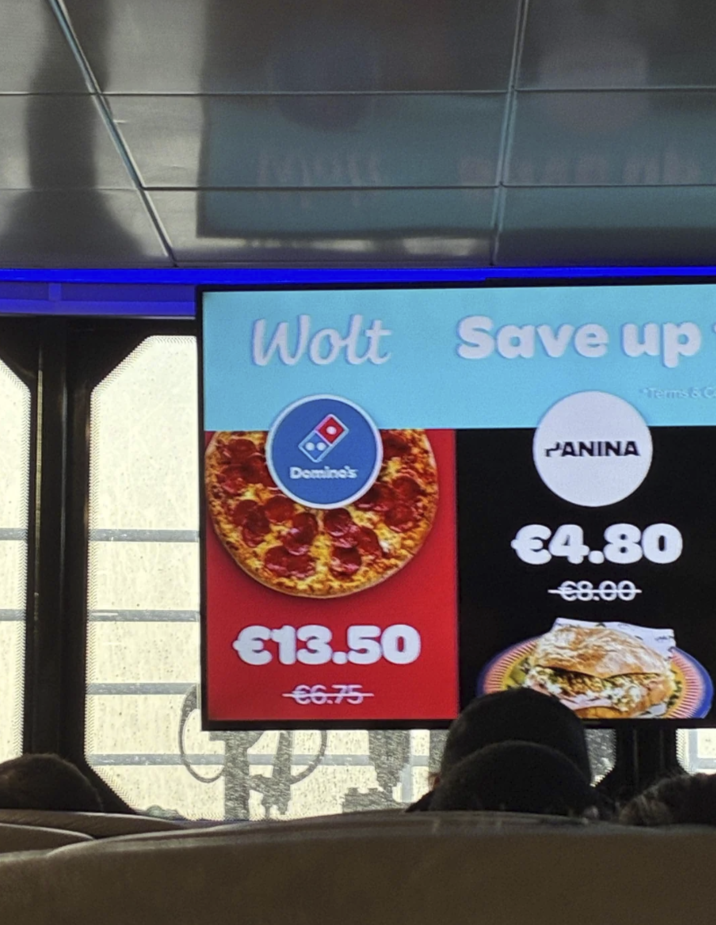 Wolt Save up Domino's PANINA Terms & C €13.50 €6.75 €4.80