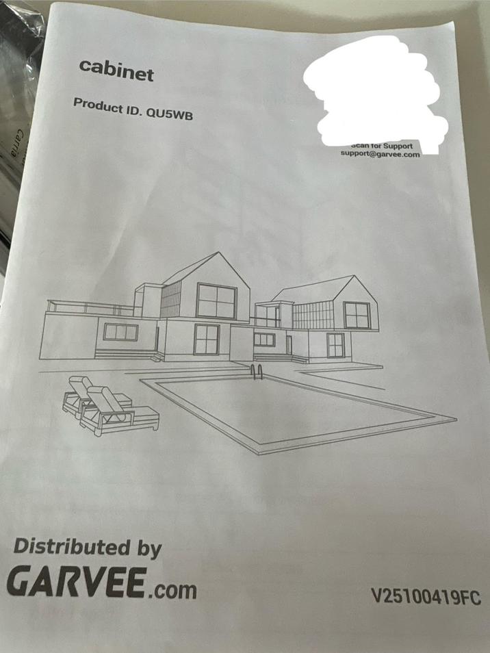 Carria cabinet Product ID. QU5WB Scan for Support support@garvee.com Distributed by GARVEE.com V25100419FC