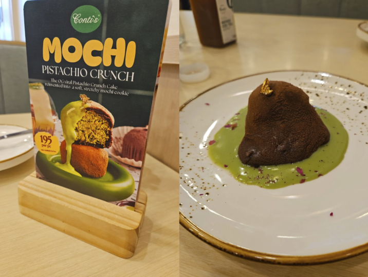 Conti's MOCHI PISTACHIO CRUNCH The OG viral Pistachio Crunch Cake reinvented into a soft, stretchy mochi cookie 195 per pc