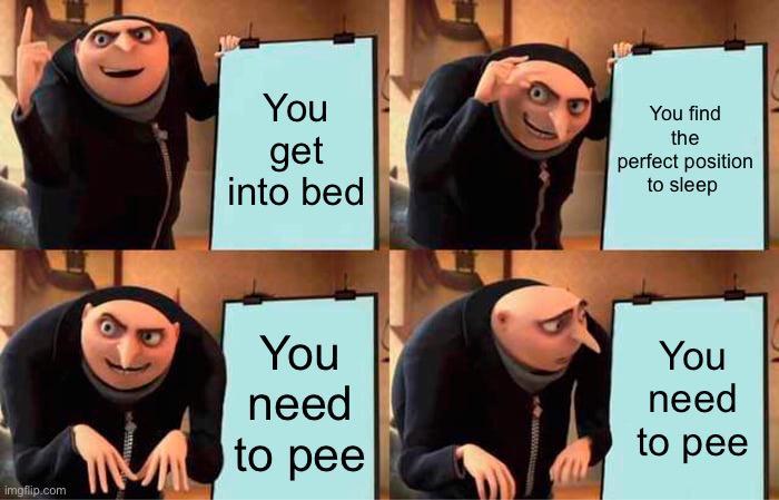 imgflip.com You get into bed You find the perfect position to sleep NA You need to pee You need to pee