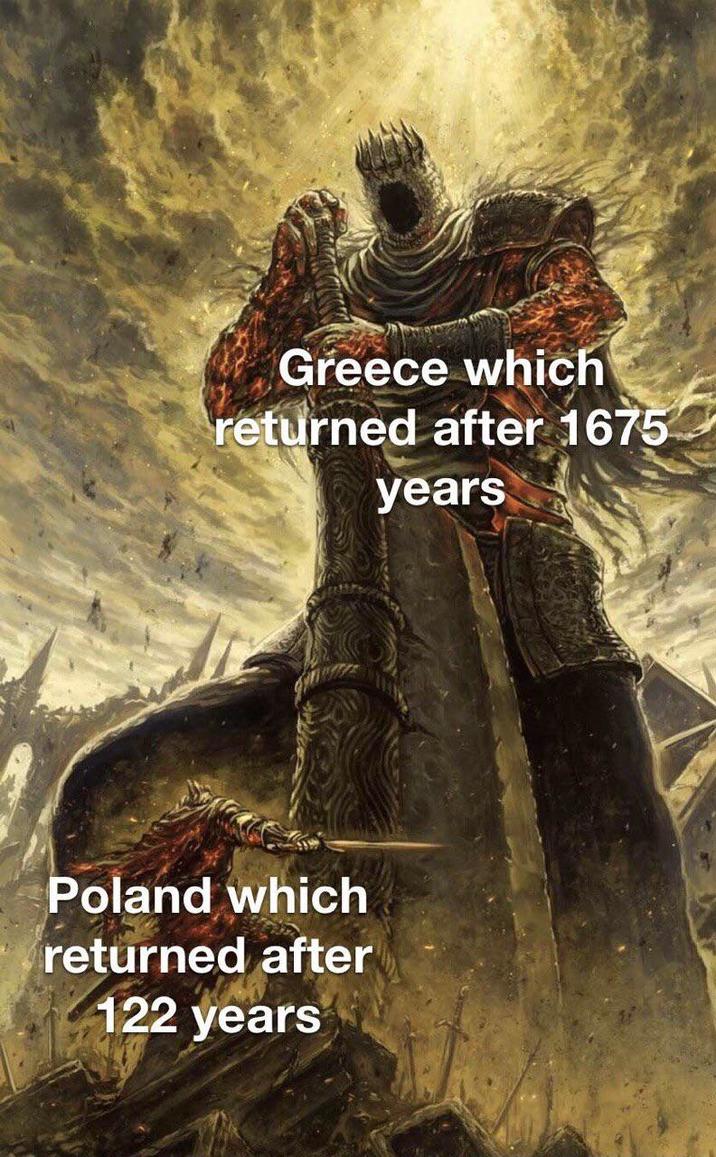Greece which returned after 1675 years Poland which returned after 122 years