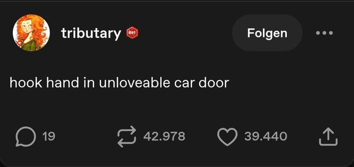 tributary 601 hook hand in unloveable car door D 19 Folgen 42.978 39.440 <]