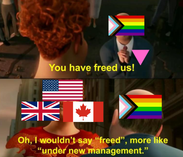 You have freed us! K Oh, I wouldn't say "freed", more like "under new management."