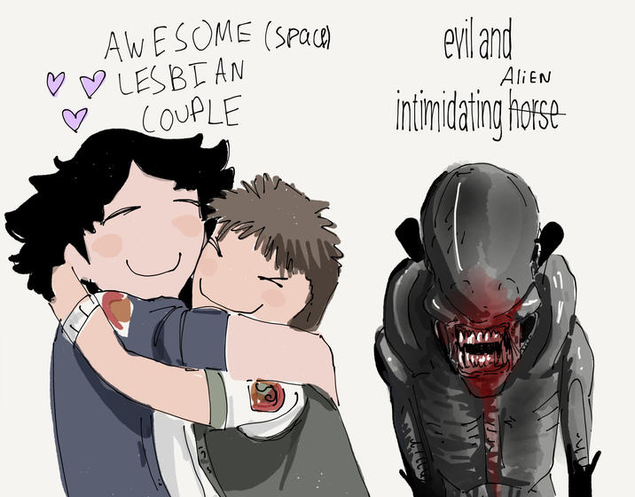 AWESOME (Space) ♡♡LESBIAN COUPLE ♡ evil and AliEN intimidating herse