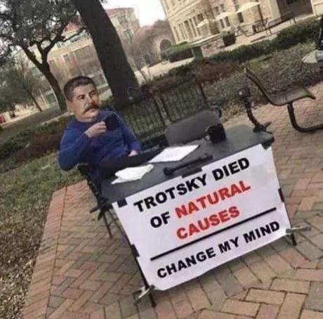 TROTSKY DIED OF NATURAL CAUSES CHANGE MY MIND