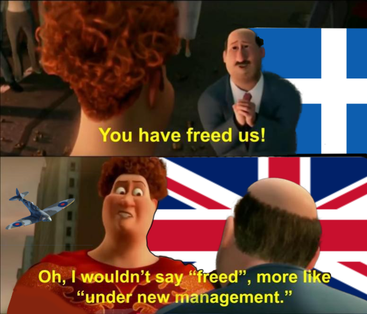 You have freed us! + Oh, I wouldn't say "freed", more like "under new management."
