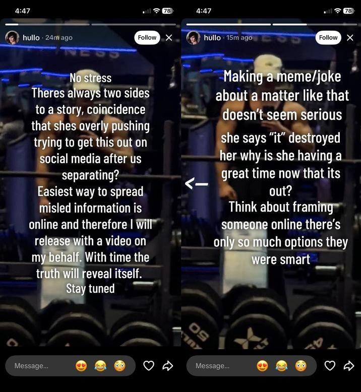 A Story posted by Hullo in response to the allegations against him. He says there are two sides to every story and calls it "misled information."