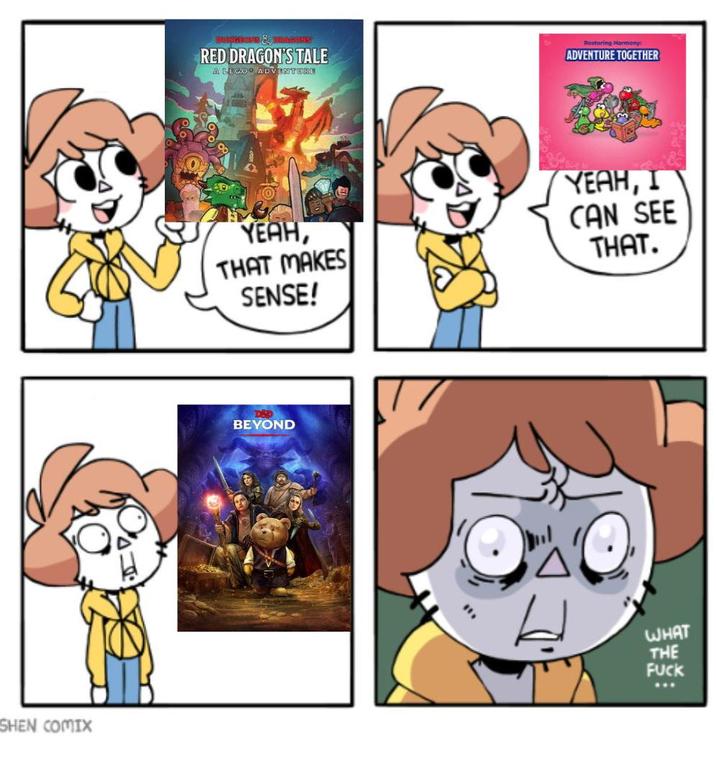 SHEN COMIX RED DRAGON'S TALE A LEGO ADVENTURE Restoring Harmony ADVENTURE TOGETHER YEAH, THAT MAKES SENSE! YEAH, I CAN SEE THAT. BEYOND WHAT THE F---