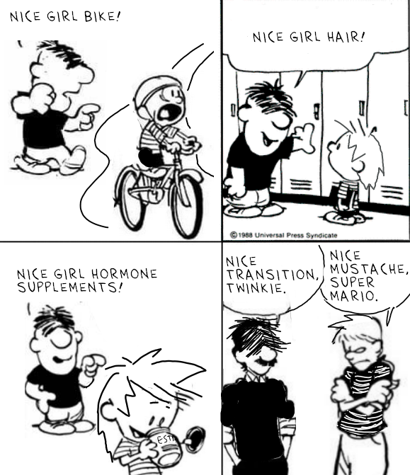 "I like the implication that HRT is administered via snorting, it's so much simpler than other methods "