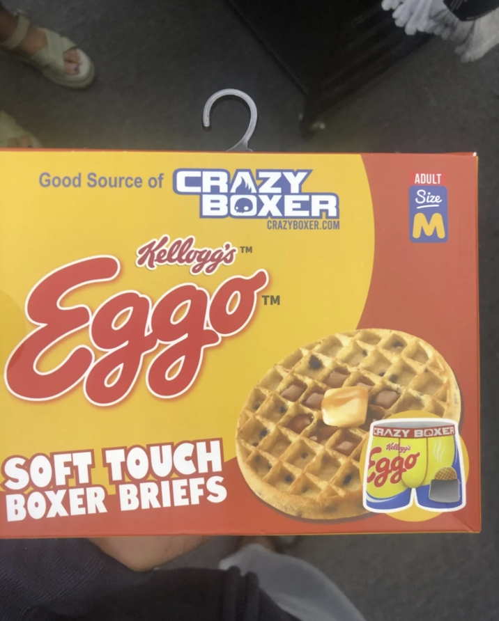 2 Good Source of CRAZY BOXER Kellogg's ADULT Size CRAZYBOXER.COM M TM Eggo™ SOFT TOUCH BOXER BRIEFS CRAZY BOXER Kellogg's Eggo