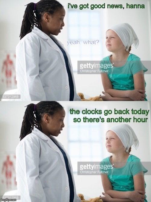 537312968 537312968 ingiip.com i've got good news, hanna yeah what? gettyimages Christopher Futcher the clocks go back today so there's another hour gettyimages Christopher Futcher