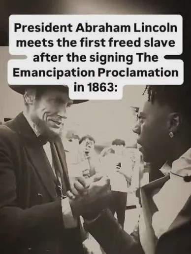 President Abraham Lincoln meets the first freed slave after the signing The Emancipation Proclamation in 1863: 40%