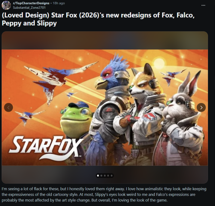 (Loved Design) Star Fox (2026)'s new redesigns of Fox, Falco, Peppy and ...