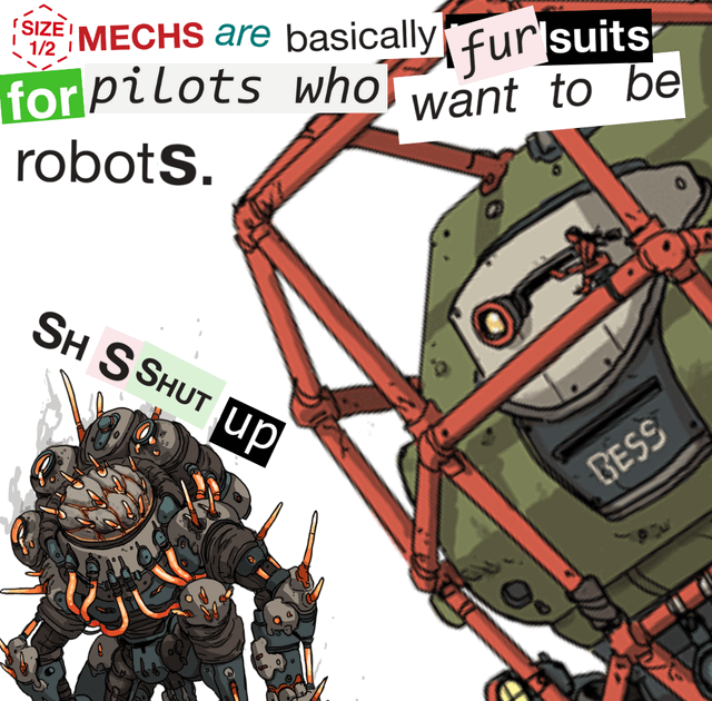 fur suits SIZE MECHS are basically for pilots who want to be robots. SH S SHUT UP BESS 90