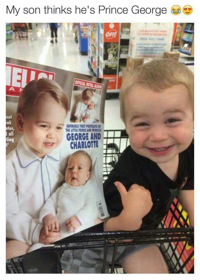 My son thinks he's Prince George EL AN OFFICIAL ROYAL ALBUN not ok otos, all ling P ARCT ADORABLE FIRST PORTRAITS OF THE LITTLE PRINCE AND PRINCESS GEORGE AND CHARLOTTE OFF