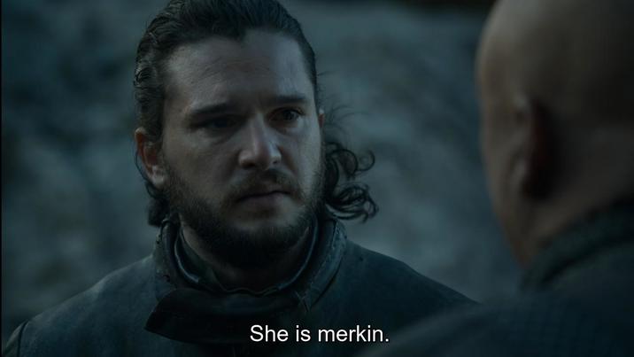 She is merkin.