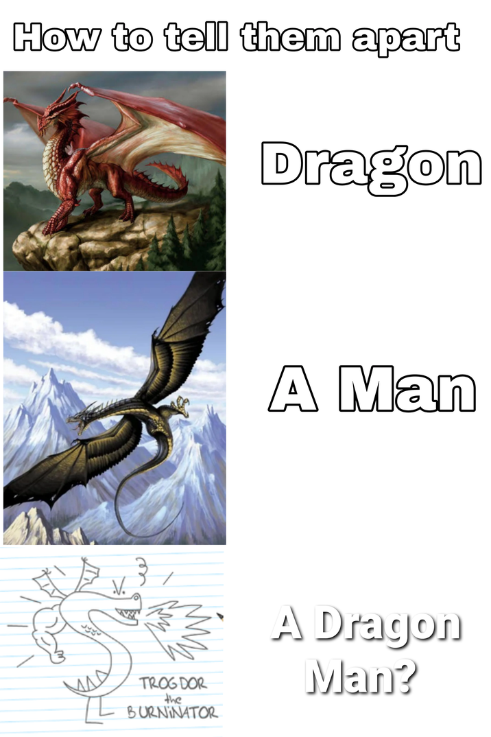 How to tell them apart Dragon V. A Man MAD ন TROG DOR the BURNINATOR A Dragon Man?