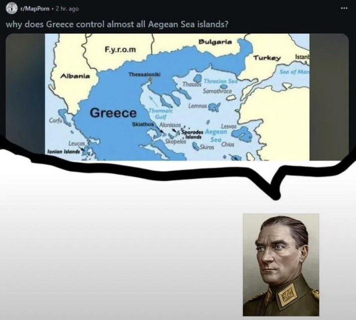 r/MapPorn 2 hr. ago why does Greece control almost all Aegean Sea islands? Albania Corfu Leucas lonian Islands F.y.r.o.m Bulgaria Turkey Istant Sea of Mar Thessaloniki Thassos Thracian Sea Samothrace Greece Thermac Gulf Lemnos Skiathos Alonissos Lesvos Sporades Aegean Islands Sea Skopelos Skiros Chios