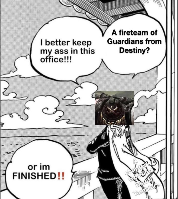 I better keep my ass in this office!!! A fireteam of Guardians from Destiny? or im FINISHED!! chapter's worth of Black Templars