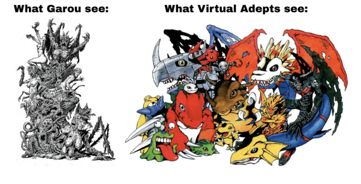What Garou see: What Virtual Adepts see: