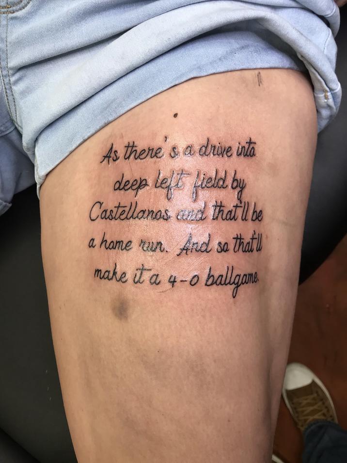 As there's a drive into deep left field by Castellanos and that'll be a home run. And so that make it a 4-0 ballgams XXX