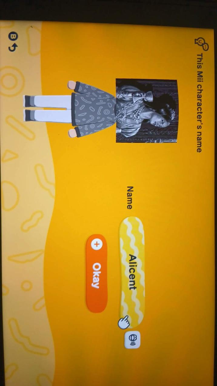 05 B This Mii character's name Name Alicent + Okay e