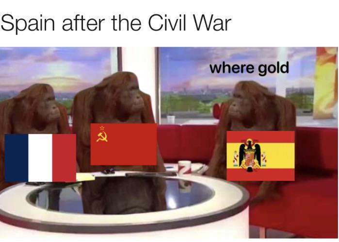 Spain after the Civil War where gold