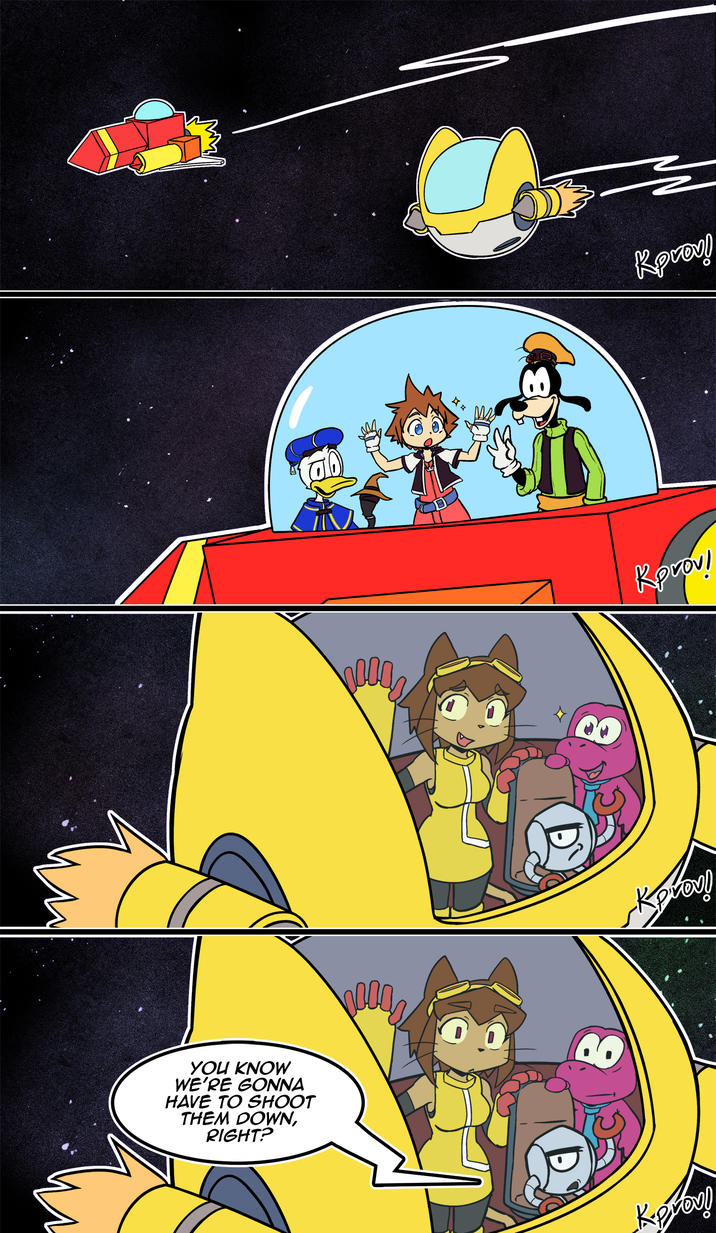 Artist's note:
-a main protagonist who's world was swallowed by darkness
-flies in a cool spaceship
-goes to many different worlds
-must blend in the world seamlessly
-must complete their mission WITHOUT disrupting the world order...