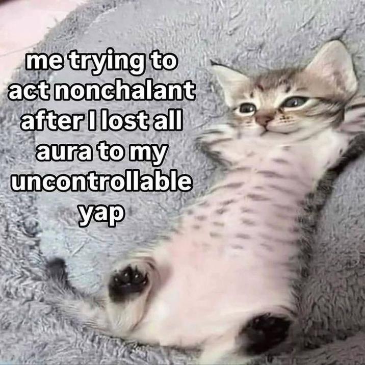 me trying to act nonchalant after I lost all aura to my uncontrollable yap