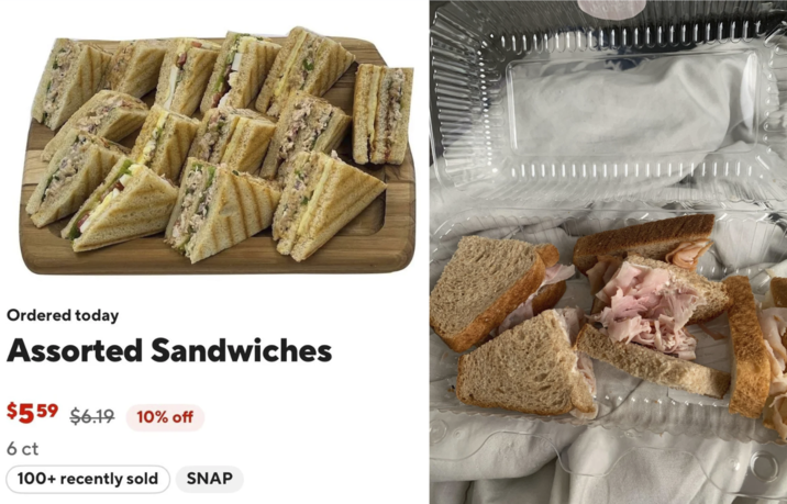 Ordered today Assorted Sandwiches $559 $6.19 10% off 6 ct 100+ recently sold SNAP