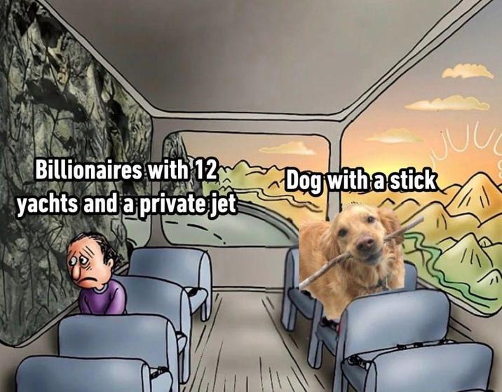 JUL Billionaires with 12 yachts and a private jet Dog with a stick