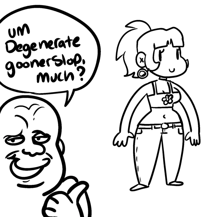 Original caption: "Internet puritans when cartoon woman"