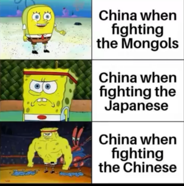 China when fighting the Mongols China when fighting the Japanese China when fighting the Chinese