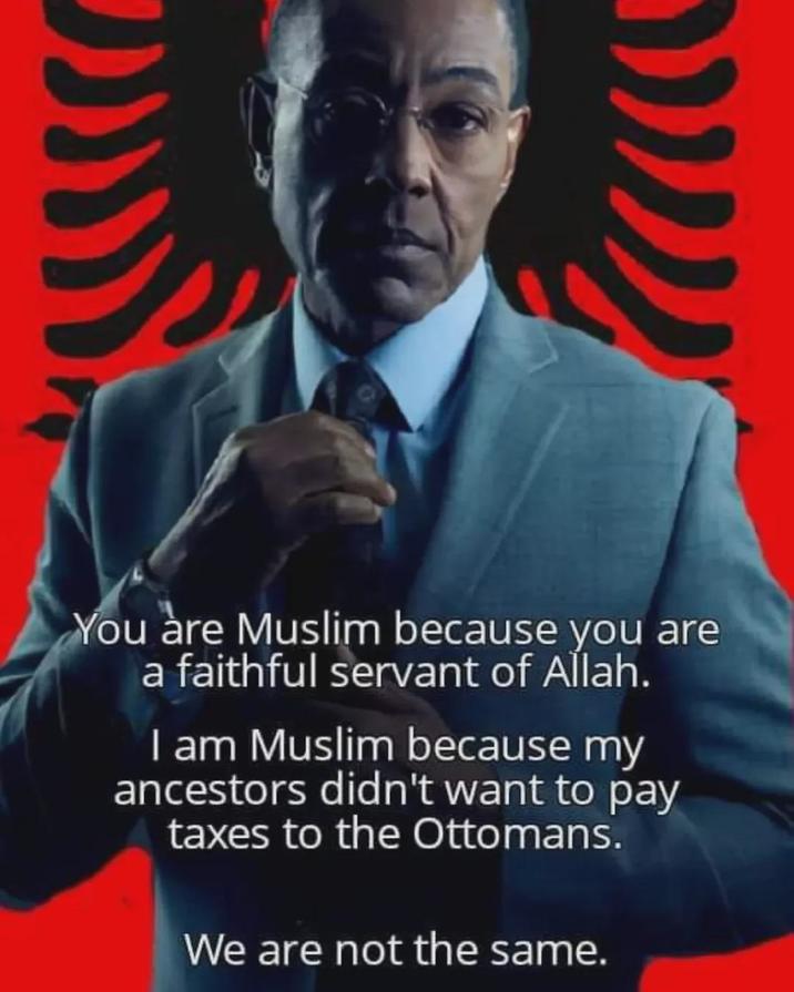 You are Muslim because you are a faithful servant of Allah. I am Muslim because my ancestors didn't want to pay taxes to the Ottomans. We are not the same.