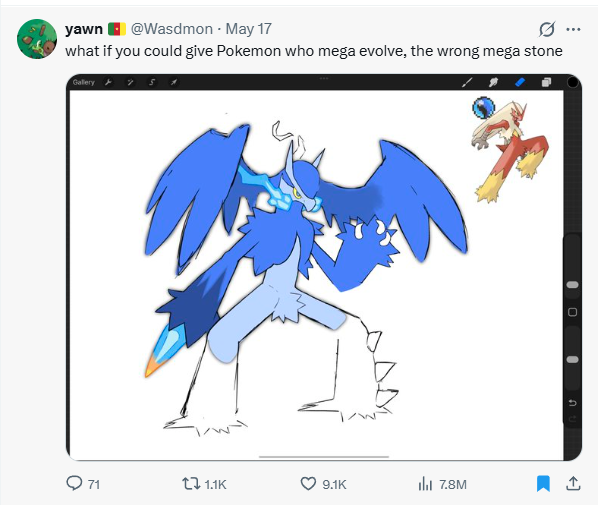 yawn @Wasdmon - May 17 what if you could give Pokemon who mega evolve, the wrong mega stone Gallery 0 A 71 tl 1.1K 9.1K lil 7.8M ①