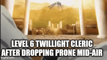 LEVEL 6 TWILLIGHT CLERIC AFTER DROPPING PRONE MID-AIR imgflip.com