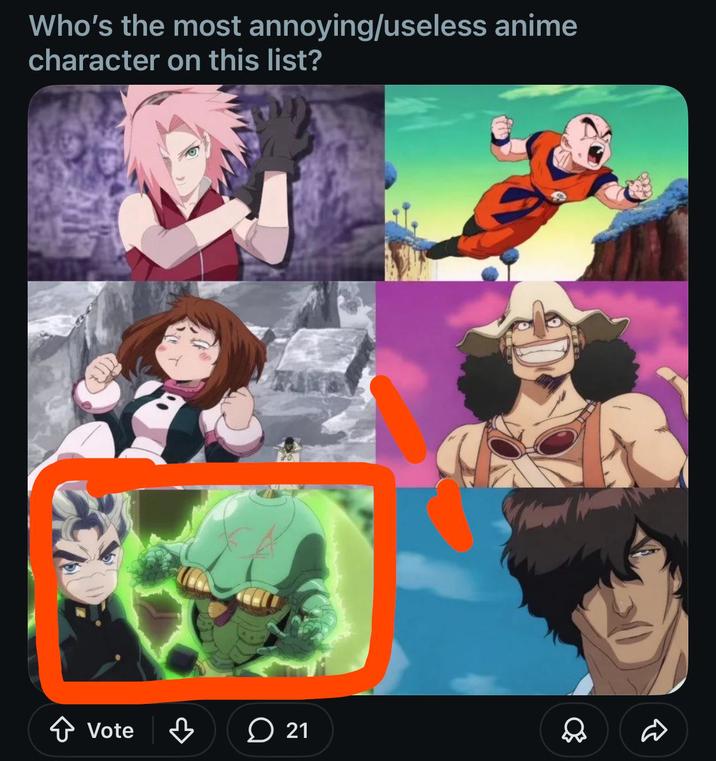 Who's the most annoying/useless anime character on this list? + Vote B 21