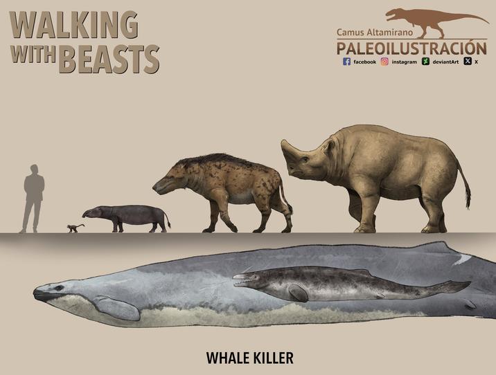 WALKING WITH BEASTS Camus Altamirano PALEOILUSTRACIÓN facebook instagram ✓ deviantArt XX WHALE KILLER