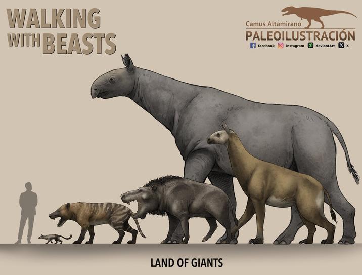 WALKING WITH BEASTS Camus Altamirano PALEOILUSTRACIÓN facebook instagram deviantArt X X LAND OF GIANTS