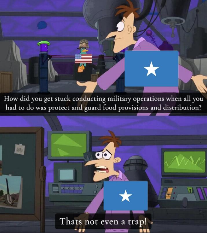 How did you get stuck conducting military operations when all you had to do was protect and guard food provisions and distribution? Thats not even a trap! www
