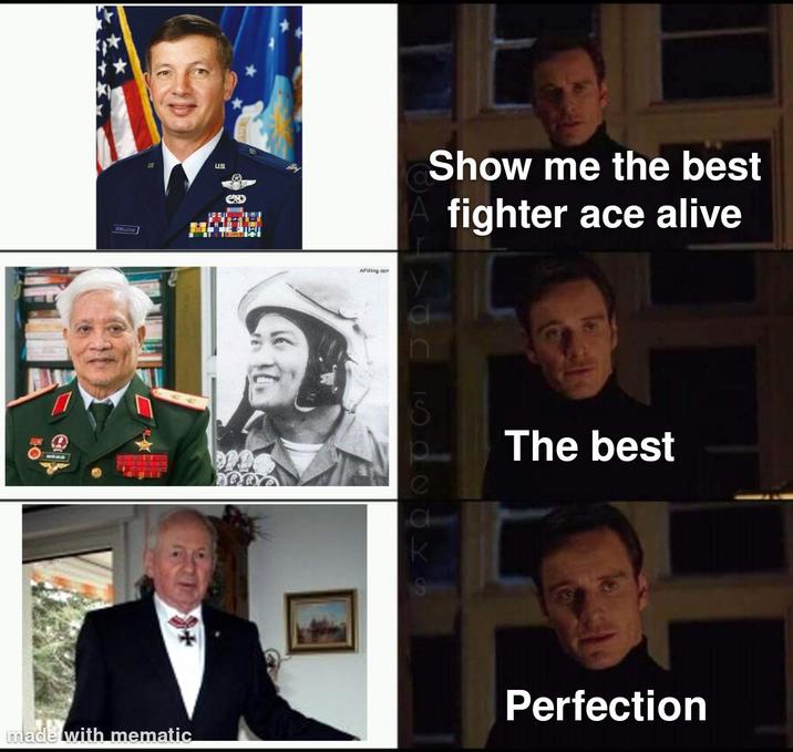 US + made with mematic AFWing.com Show me the best fighter ace alive The best Perfection
