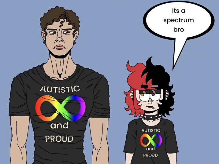 AUTISTIC Its a spectrum OD bro D and PROUD AUTISTIC and PROUD