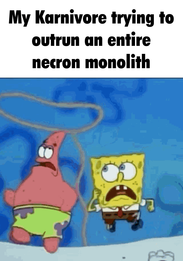 My Karnivore trying to outrun an entire necron monolith