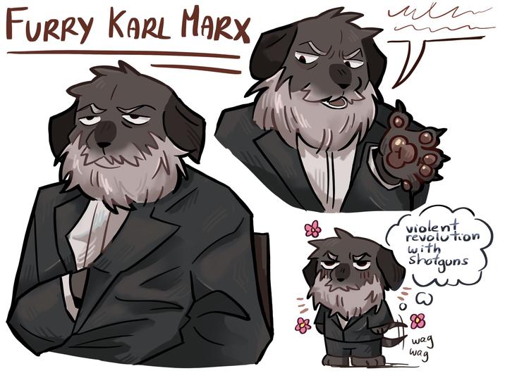FURRY KARL MARX мен violent revolution with Shotguns 3 wag wag