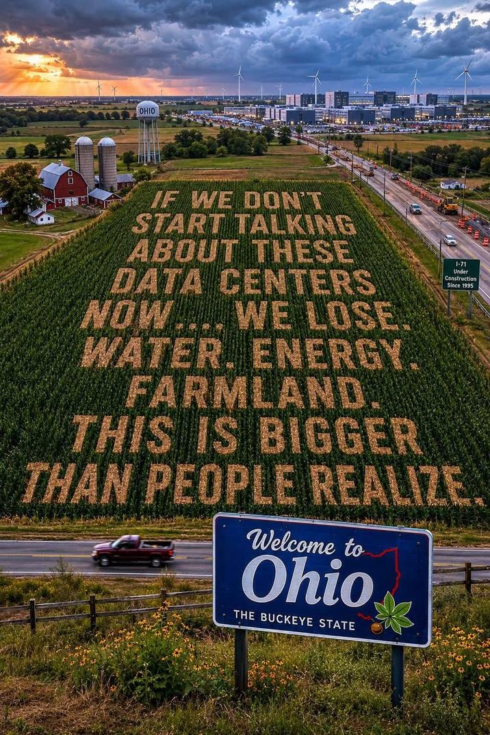 OHIO D 1-71 Under Construction Since 1995 IF WE DON'T START TALKING ABOUT THESE DATA CENTERS NOW.... WE LOSE. WATER. ENERGY. FARMLAND. THIS IS BIGGER THAN PEOPLE REALIZE. Welcome to Ohio THE BUCKEYE STATE