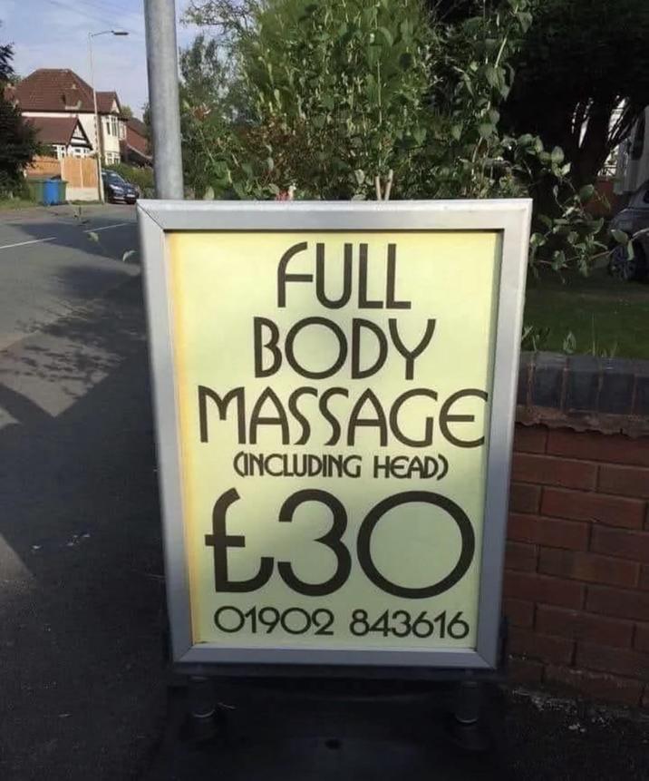 FULL BODY MASSAGE (INCLUDING HEAD) £30 01902 843616