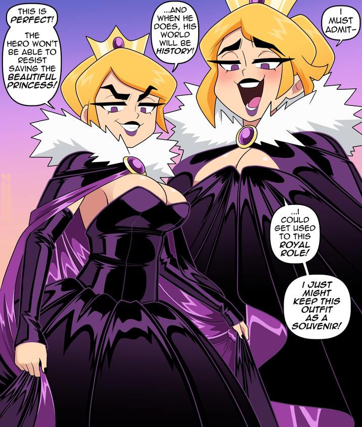 THIS IS PERFECT! THE HERO WON'T BE ABLE TO RESIST SAVING THE BEAUTIFUL PRINCESS! ...AND WHEN HE DOES, HIS WORLD WILL BE HISTORY! NICO-NEKO.DEVIANTART.C @NICOL D MUST ADMIT- ייין COULD GET USED TO THIS ROYAL ROLE! I JUST MIGHT KEEP THIS OUTFIT AS A SOUVENIR! IV